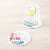 Blush en Blue Spring Waterverf Flowers Zandsteen Onderzetter (Zijkant)