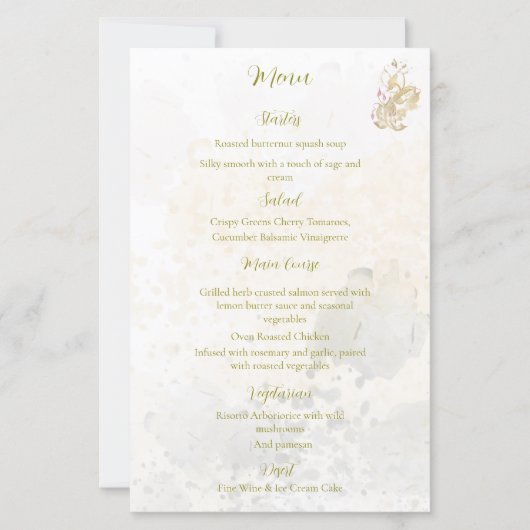 Blush en botanische bladeren menukaart (Voorkant)