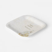 Blush en botanische gouden bladeren papier borden papieren bordje (Gebogen)