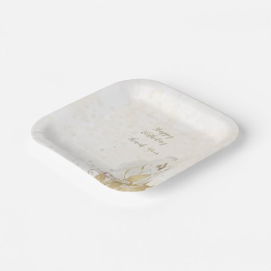 Blush en botanische gouden bladeren papier borden papieren bordje (Gebogen)