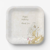 Blush en botanische gouden bladeren papier borden papieren bordje (Voorkant)