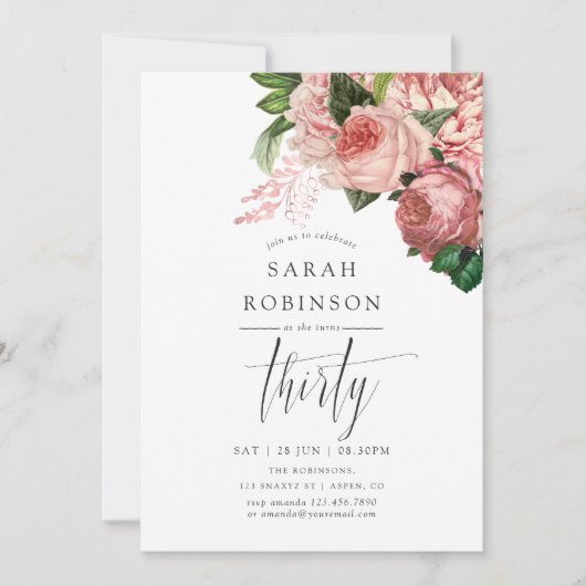  Blush en Bourgogne 30e verjaardag Kaart (Voorkant)