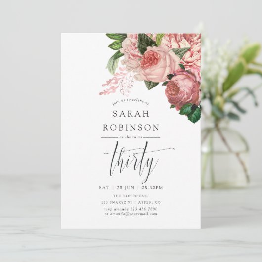  Blush en Bourgogne 30e verjaardag Kaart (Staand voorkant)