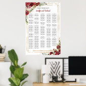 Blush en Bourgogne bloemengoud lijst Alfabetisch Poster (Thuiskantoor)