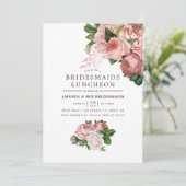  Blush en Bourgogne Bridesmaids Luncheon Kaart (Staand voorkant)