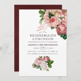  Blush en Bourgogne Bridesmaids Luncheon Kaart