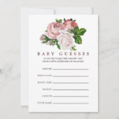  Blush en Bourgogne Floral Baby shower raad Kaart (Voorkant)