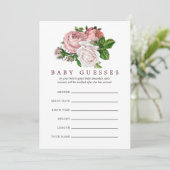  Blush en Bourgogne Floral Baby shower raad Kaart (Staand voorkant)