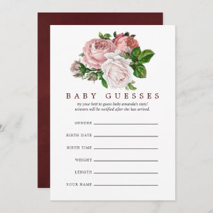 Blush en Bourgogne Floral Baby shower raad Kaart