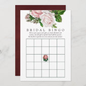 Blush en Bourgogne Floral Bridal Bingo (Voorkant / Achterkant)