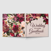 Blush en Bourgogne Floral Hardcover Gastenboek (Volledig)