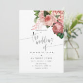  Blush en Bourgogne Floral Wedding Invite Kaart (Staand voorkant)