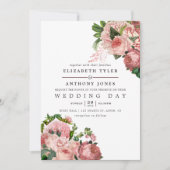 Blush en Bourgogne Floral Wedding Kaart (Voorkant)