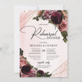 Blush en Bourgogne rozen bloemen gouden lijst Kaart (Voorkant)