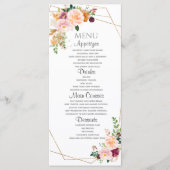 Blush en Bourgogne Rozen Flat Menu. Menu (Voorkant)