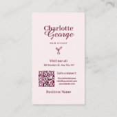 Blush en Bourgogne Script Hair Stylist Visitekaartje (Achterkant)