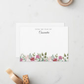 Blush en Bourgogne Waterverf Floral gepersonalisee Notitiekaartje (Voorkant / Achterkant in situ)