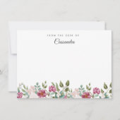 Blush en Bourgogne Waterverf Floral gepersonalisee Notitiekaartje (Voorkant)