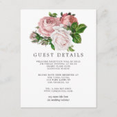 Blush en Bourgondische bruiloft Gast Details Informatiekaartje (Voorkant)