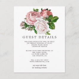  Blush en Bourgondische bruiloft Gast Details Informatiekaartje