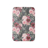Blush en Bourgondische Rozen op Charcoal Black Badmat (Voorkant Verticaal)