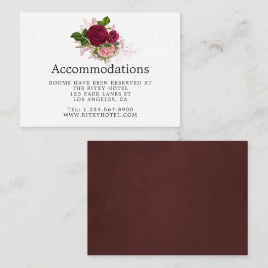  Blush en Bourgondische Trouwaccommodaties Informatiekaartje (Voorkant / Achterkant)