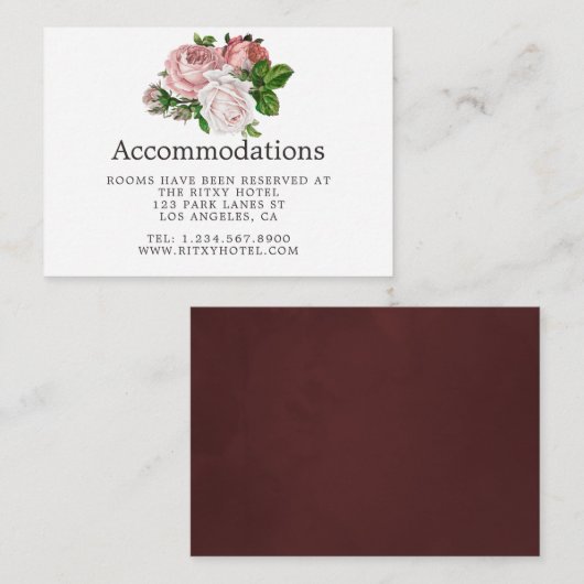  Blush en Bourgondische Trouwaccommodaties Informatiekaartje (Voorkant / Achterkant)