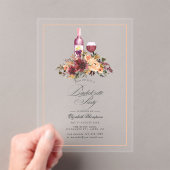 Blush en Bourgondische wijn proeven vrijgezellenfe Acryl Uitnodigingen (Insitu (Draagbaar))