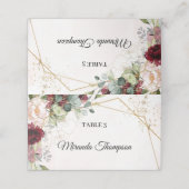 Blush en bruine florale eucalyptusgoud lijst plaatskaartje (Buitenkant ongevouwen)