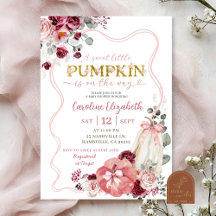 Blush en Burgundy Coquette Pompoen Baby Shower