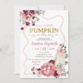 Blush en Burgundy Coquette Pumpkin Baby Shower Kaart (Voorkant)