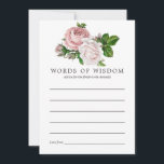 Blush en Burgundy Floral Bridal Advice Advieskaart<br><div class="desc">blush roze en bogundy rozen vrijgezellenfeest advies voor bruid-to-be kaarten met accenten van ivoorwit.</div>