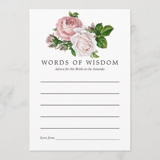  Blush en Burgundy Floral Bridal Advice Advieskaart (Voorkant)