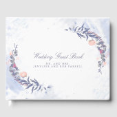 Blush en Dusty Blauw Bloemen Bruiloft Gastenboek (Voorkant)