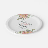 Blush en eggshell waterverf floral bruiloft pap papieren bordje (Gekanteld)