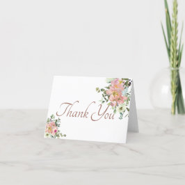 Blush en eggshell waterverf florale dank je auto bedankkaart