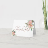 Blush en eggshell waterverf florale dank je auto bedankkaart (Voorkant)