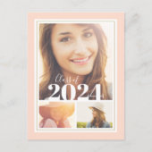 Blush en Gold 3 Photo Graduparty Invitation Aankondigingskaart (Voorkant)