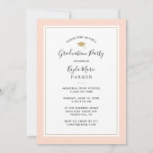 Blush en Gold | 4 Foto-Afstuderen-uitnodiging Aankondiging (Achterkant)