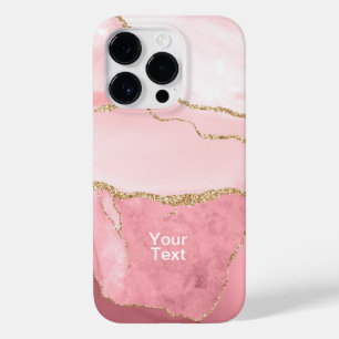 Blush en Gold Agate Case-Mate iPhone 14 Pro Hoesje