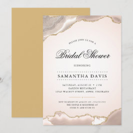 Blush en Gold Agate Elegant Vrijgezellenfeest Kaart