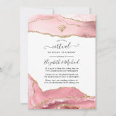 Blush en Gold Agate Online Virtual Wedding Kaart (Voorkant)