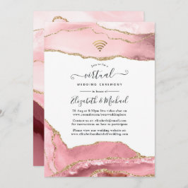Blush en Gold Agate Online Virtual Wedding Kaart