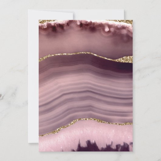Blush en Gold Agate repesal Dinner Kaart (Achterkant)