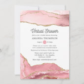 Blush en Gold Agate Virtual Vrijgezellenfeest Kaart (Voorkant)