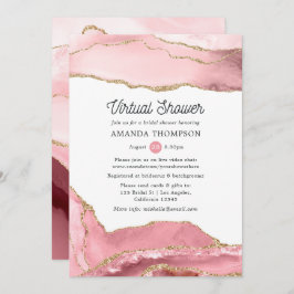 Blush en Gold Agate Virtual Vrijgezellenfeest Kaart