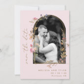 Blush en Gold Arch Wildflower Foto Save The Date (Voorkant)