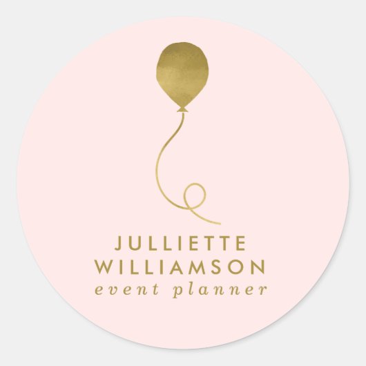 Blush- en Gold-ballongebeurtenissenplanner Ronde Sticker (Voorkant)