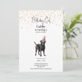 Blush en Gold Custom Waterverf Dog Invitation Kaart (Staand voorkant)
