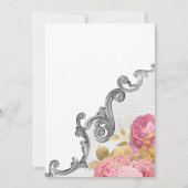 Blush en Gold en Silver Floral Diamond Wedding Kaart (Achterkant)